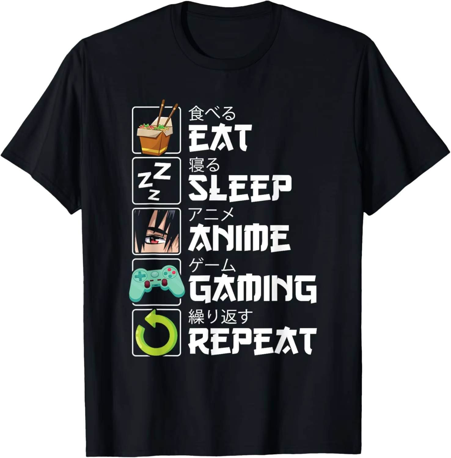 Esports Gaming Shirts - Eat Sleep Anime Gaming Repeat Kawaii